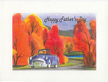 Father's Day Greeting Card - Happy Father's Day Card - Vintage Car in Autumn - Hampton Court Essential Luxuries