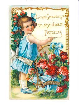 Father's Day Greeting Card - Victorian Girl with Flower Basket - Hampton Court Essential Luxuries