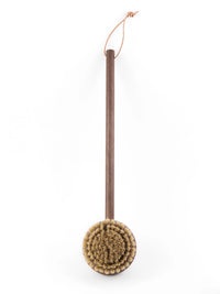 A Andrée Jardin Heritage Ash Wood Handled Body Brush with natural bristles and a leather hanging loop, isolated on a white background.