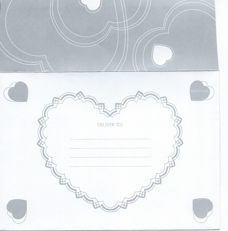 A Valentine's Day Greeting Card - My Dear Sweetheart from Greeting Cards featuring a large heart with a lined section labeled "deliver to:" for addressing, surrounded by smaller cloud and heart designs, and marked with "first class" in the upper right corner.