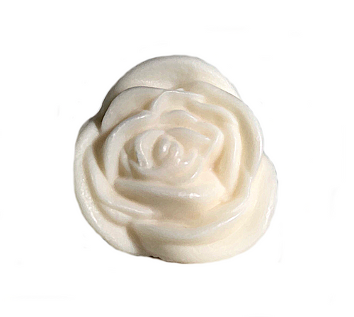 A detailed, sculpted La Lavande Flower Soap - Gardenia made from moisturizing Shea Butter soaps, depicted against a bright white background.