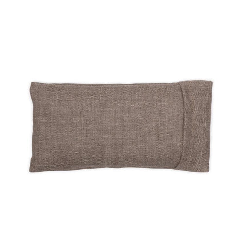 A rectangular brown elizabeth W Linen - Natural Eye Pillow with a textured fabric cover, displayed against a plain white background.