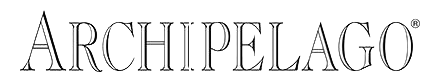 Text reads "ARCHIPELAGO" in an elegant, serif font with thin lines. A registered trademark symbol appears near the top right corner of the text.
