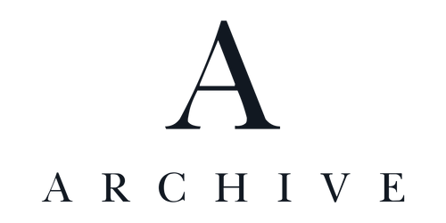 The image displays the word "ARCHIVE" in a serif font, with the letter "A" in a larger size placed above the rest of the word. The overall design is minimalist with black text on a white background.