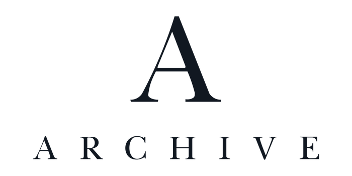 The image displays the word "ARCHIVE" in a serif font, with the letter "A" in a larger size placed above the rest of the word. The overall design is minimalist with black text on a white background.