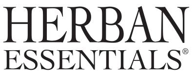 The image shows the text logo "HERBAN ESSENTIALS" in bold, uppercase letters.
