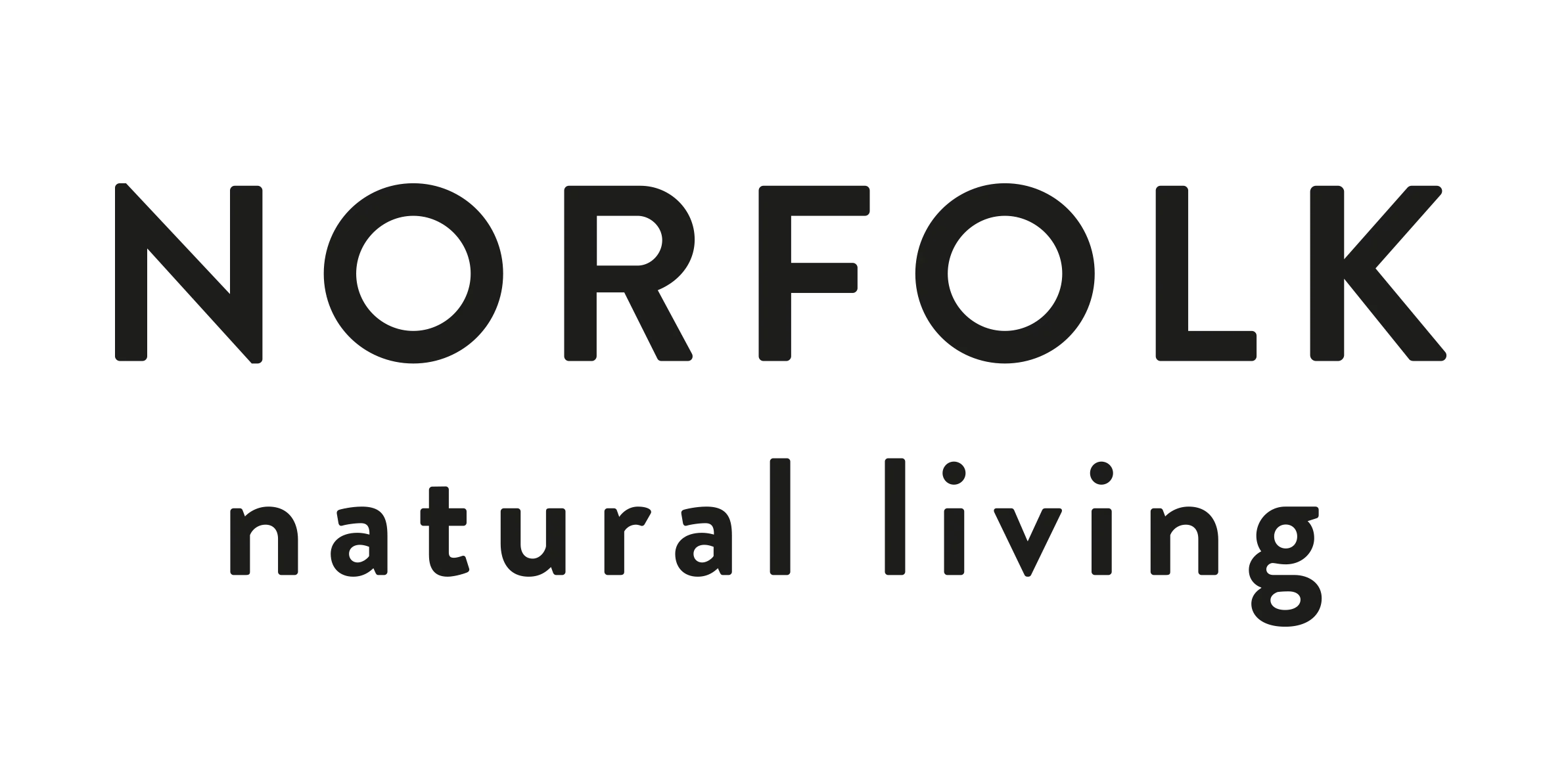 Norfolk natural living" text logo in black font on a white background.