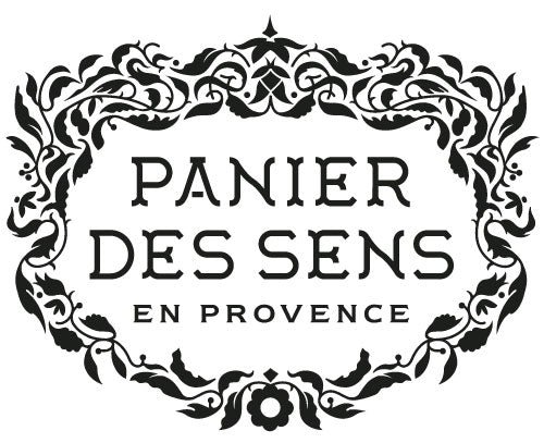 Ornate black floral frame surrounding the text "PANIER DES SENS EN PROVENCE" on a white background.