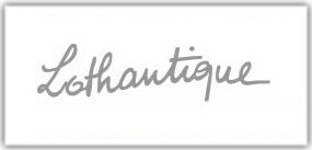 The image features the word "Lothantique" written in a cursive, gray font against a white background. The text is centered within a rectangular border.
