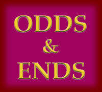 The image features the words "ODDS & ENDS" in yellow text on a purple background with a red border.