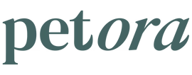 The image shows the word "petora" in lowercase letters, written in a serif font with a teal color on a light grey background.