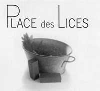 A vintage-style image featuring a metal bucket with soap bars and a plant, accompanied by the text "Place des Lices.