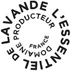 Spiral text logo reading "L'essentiel de Lavande Domaine Producteur France" with words arranged in a circular pattern.
