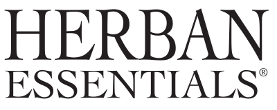 Text reading "HERBAN ESSENTIALS" in bold, black, capital letters on a white background.