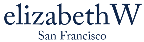 Blue text logo reading "elizabethW" in large letters and "San Francisco" below in smaller letters, on a white background.