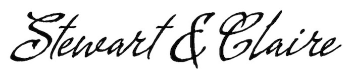 Stylized, cursive text reading "Stewart & Claire.