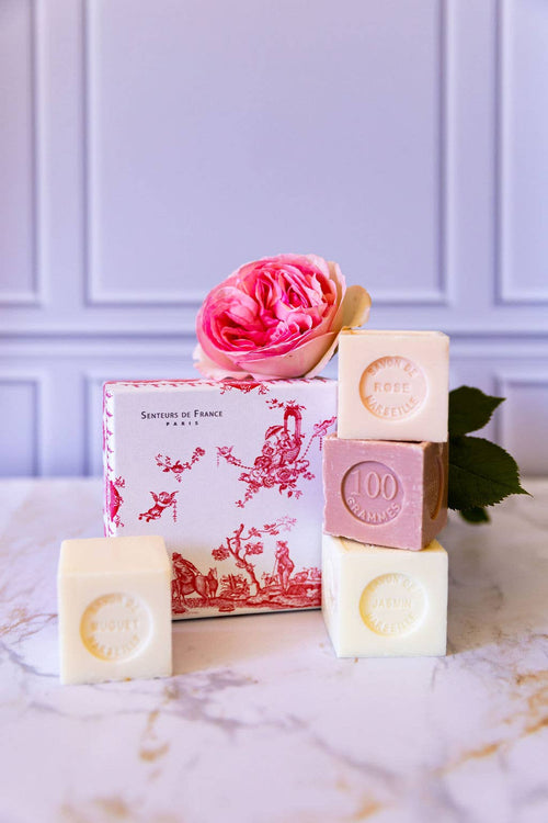 Senteurs De France Coffret Rose, Lily of the Valley, Fig, Jasmine - Hampton Court Essential Luxuries