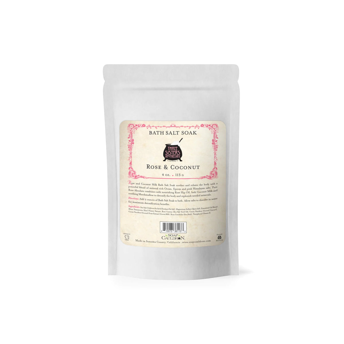 Three Sisters Apothecary Rose & Coconut Milk Bath Salt Soak