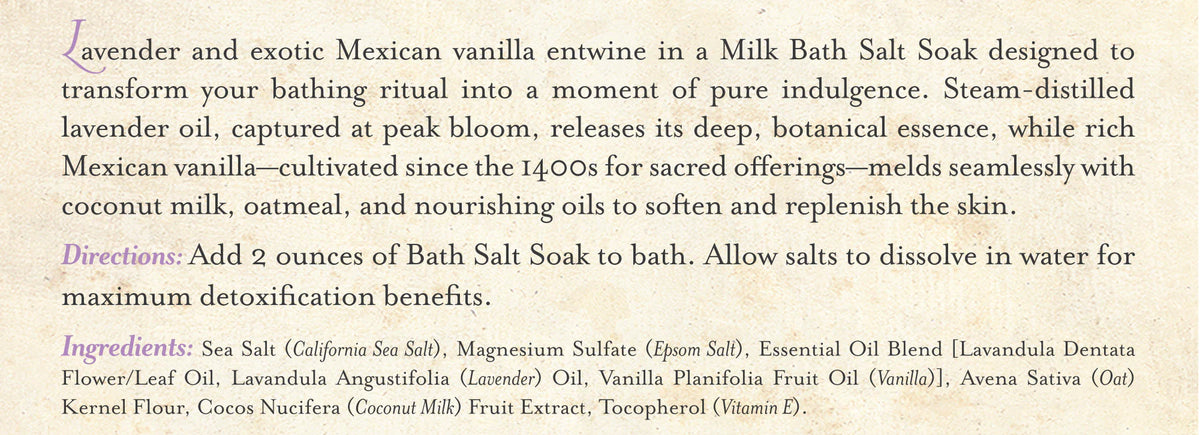 Three Sisters Apothecary Lavender & Mexican Vanilla Bath Salt Soak Lavender