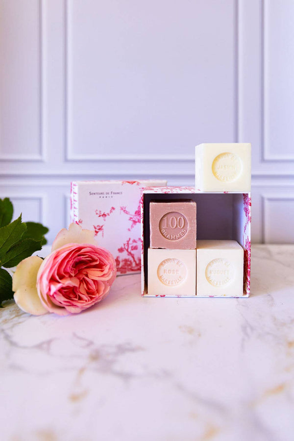 Senteurs De France Coffret Rose, Lily of the Valley, Fig, Jasmine - Hampton Court Essential Luxuries
