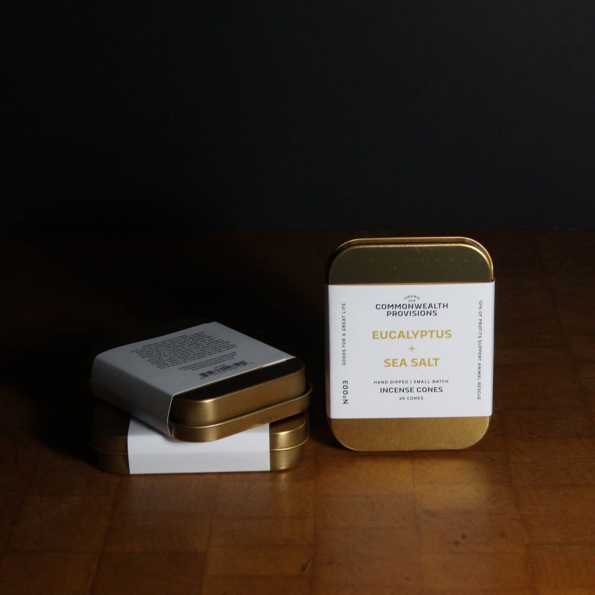Commonwealth Provisions - Eucalyptus + Sea Salt Incense Cones, Tin of 30