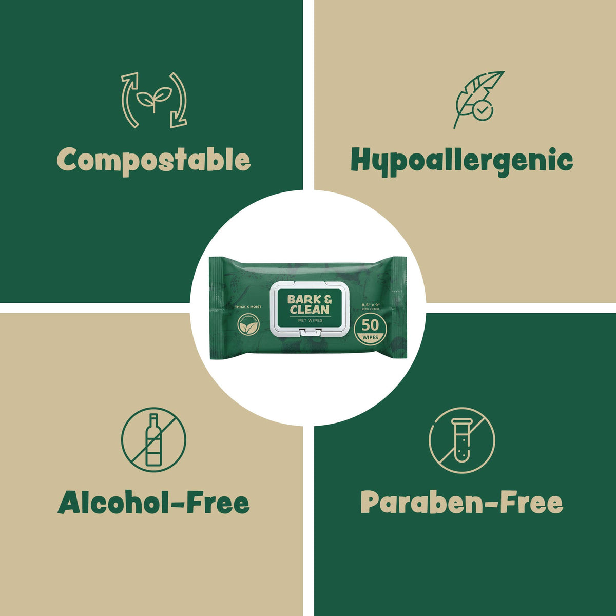 Chew + Heal - Extra Thick Herbal-Infused Dog Grooming Wipes - 110 Wipes