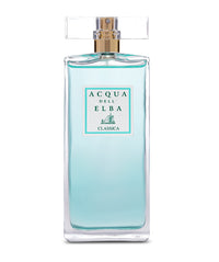 Acqua dell'Elba Classica Donna - 100ml by Acqua dell'Elba is a Mediterranean-inspired perfume in a clear rectangular bottle, with light blue liquid, a white label, turquoise text, a sailboat graphic, and floral and marine fragrance notes.