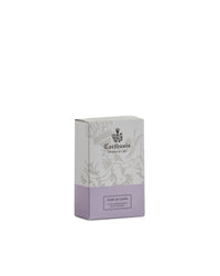 The Carthusia I Profumi di Capri Fiori di Capri Soap comes in a rectangular box with a white and light lavender floral design and logo, perfect for sensitive skin.
