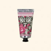 A metallic tube of The English Soap Co. Kew Gardens Summer Rose Hand Cream features botanical illustrations and a pink “Rose Hand Cream” label with a decorative seal, set on a light beige background—reflecting its classic elegance.