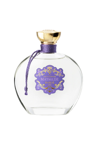 Rancé Mathilde Eau de Parfum - 100ml by Rancé comes in a clear glass bottle with a gold cap, purple cord, and ornate label, offering a refined floral woody fragrance that captures timeless elegance.