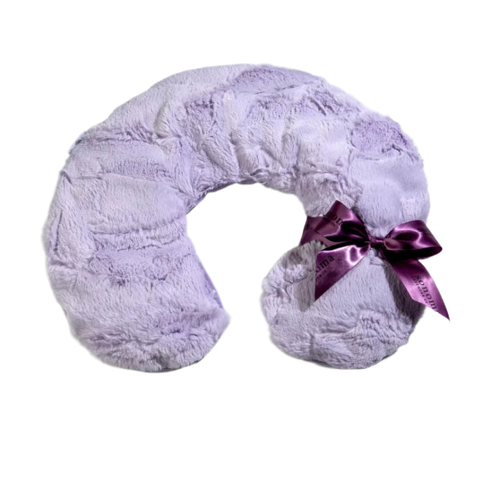 Experience the luxurious comfort of the Sonoma Lavender Purple Cloud Neck Pillow. This plush, U-shaped pillow in a soothing lavender hue features a quilted texture and is adorned with a shiny purple bow, providing both elegant decor appeal and delightful neck support.