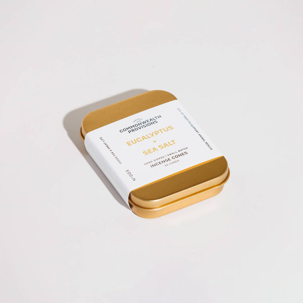 Commonwealth Provisions - Eucalyptus + Sea Salt Incense Cones, Tin of 30