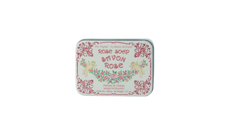 Le Blanc Rose & Cherubs 100gm Soap Tin - Hampton Court Essential Luxuries