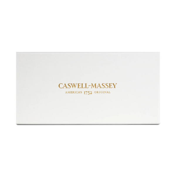 A white rectangular box displays gold text reading "Caswell-Massey Deco Soap Bundle" from Caswell-Massey, set against a plain white background.