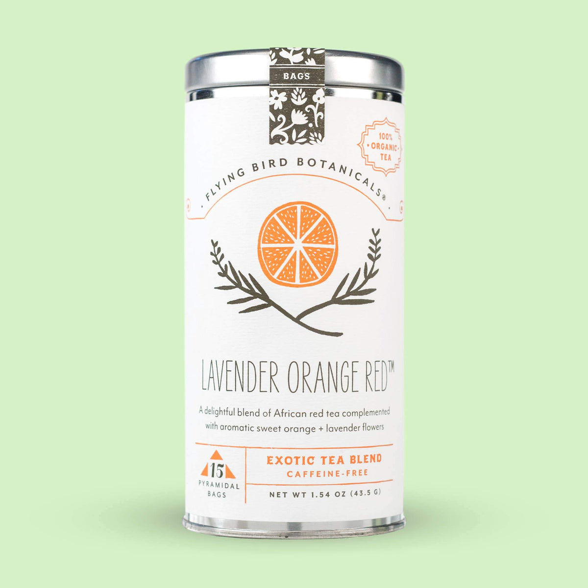 Flying Bird Botanicals - Lavender Orange Red – 15 Tea Bag Tin