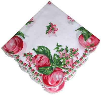 Vintage-Inspired Hanky - Apples w Apple Blossoms - Hampton Court Essential Luxuries