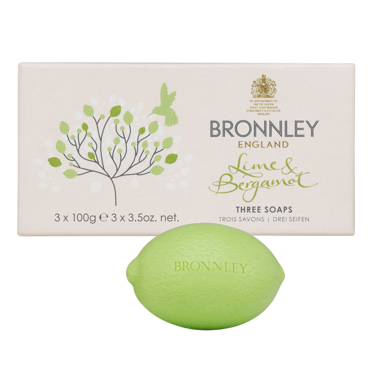 Bronnley Lime & Bergamot Soap - 3x100gm Hand Soap