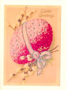 Easter Greeting Card - Easter Greeting Glitter Egg with Pussy Willows - Hampton Court Essential Luxuries
