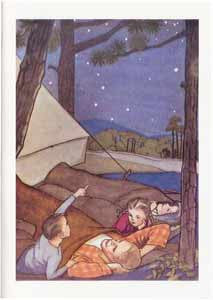All Occasion Greeting Card - Father and Children Camping - Hampton Court Essential Luxuries