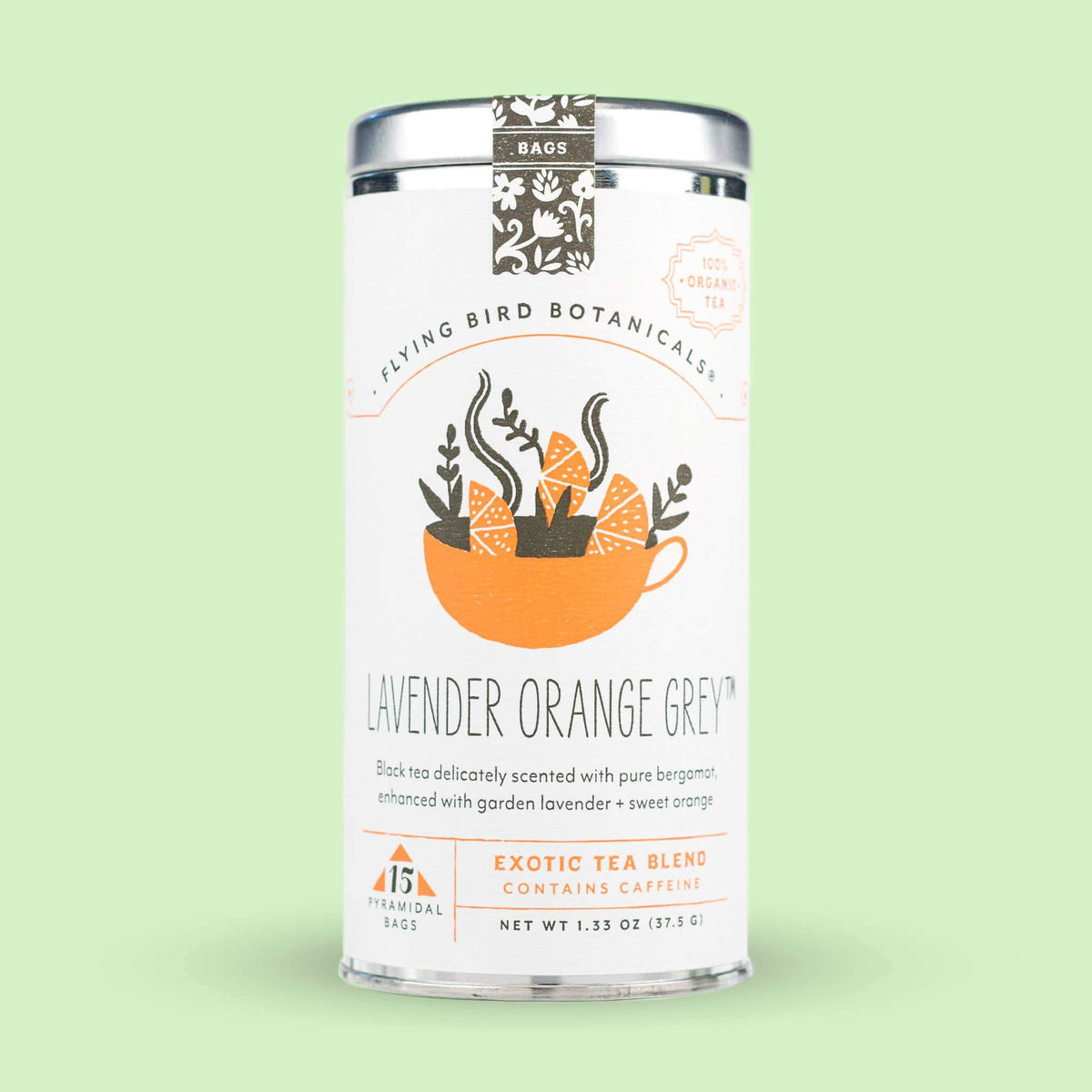 Flying Bird Botanicals - Lavender Orange Grey – 15 Tea Bag Tin