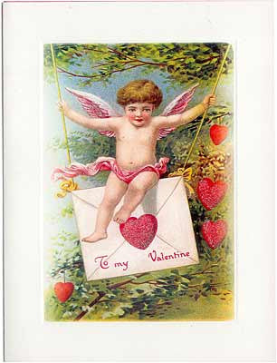 Valentine's Day Greeting Card - Swinging Cherub Sparkle Card - Hampton Court Essential Luxuries