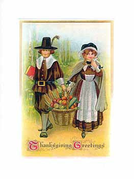 Thanksgiving Greeting Card - Pilgrims Sparkle Card - Hampton Court Essential Luxuries