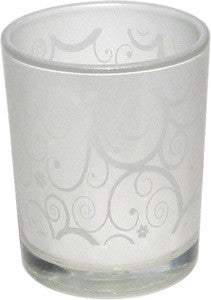 Candle Accessory - Frosted Glass w Lace Design Votive Holder - Hampton Court Essential Luxuries