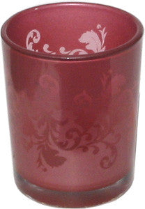Candle Accessory - Glass Ornate Red Votive Holder - Hampton Court Essential Luxuries