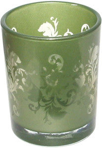Candle Accessory - Glass Ornate Green Votive Holder - Hampton Court Essential Luxuries