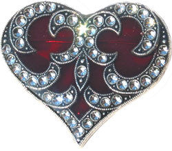 La Vie Parisienne Red Heart Enamel Pin with Austrian Crystals - Hampton Court Essential Luxuries