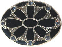 La Vie Parisienne Antique Black Enamel Flower Pin - Hampton Court Essential Luxuries