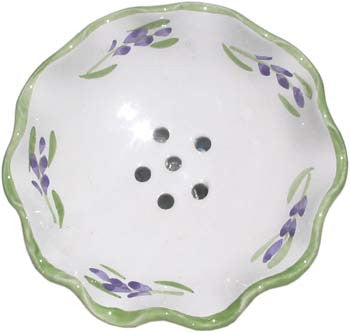 French Faience Soap Dish - Round French Green Lavender - Hampton Court Essential Luxuries