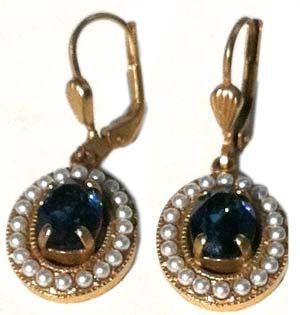 La Vie Parisienne Gold Oval Earring - Montana Crystal & Pearls - Hampton Court Essential Luxuries