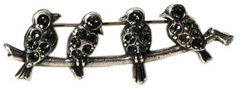 La Vie Parisienne Antique Silver Bird Pin - Hampton Court Essential Luxuries